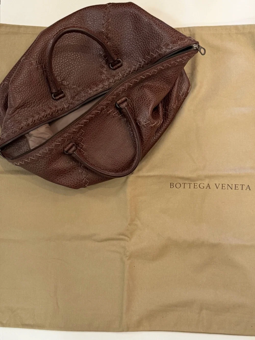 Bottega Veneta Leather Weekender Bag in Dark Brown